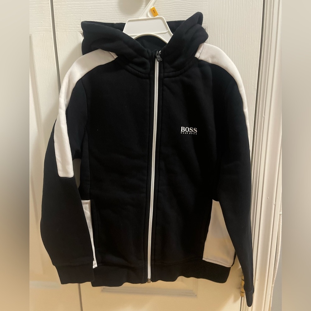 HUGO BOSS Boys Zip Hooded Track Cardigan with Logo J25N09 size 8 used
